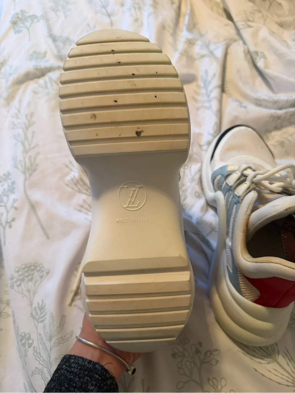 Louis Vuitton White, Light Blue and Red Women's Chunky Sneakers